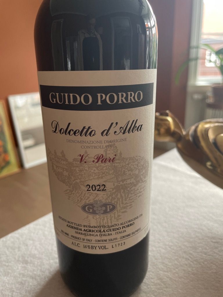 2022 Guido Porro Dolcetto d'Alba V. Pari, Italy, Piedmont, Alba