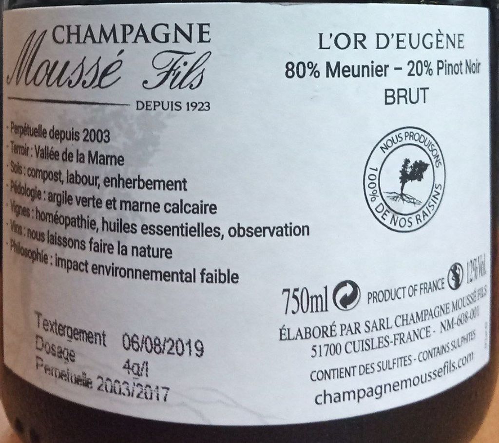 N.V. Famille Mouss Champagne L Or d Eug ne Perpetuelle Blanc de