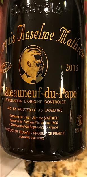 2020 Domaine De Saje Châteauneuf Du Pape Marquis Anselme Mathieu