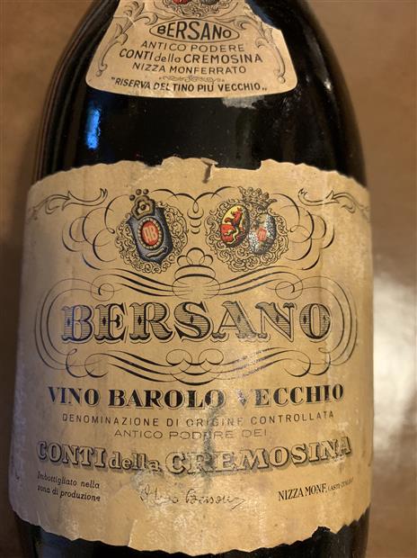 1954 Bersano Barolo Riserva Conti Della Cremosina, Italy, Piedmont ...