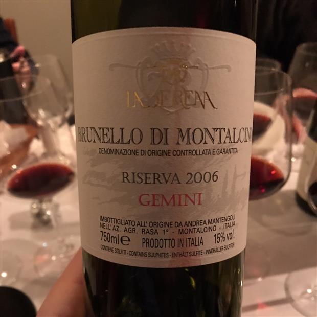 2006 La Serena Brunello di Montalcino Riserva Gemini, Italy, Tuscany ...