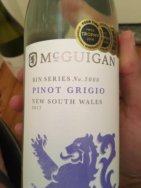 التمكين القلق زهرة المدينة  2017 McGuigan Pinot Grigio Bin series 5000, Australia, Victoria -  CellarTracker