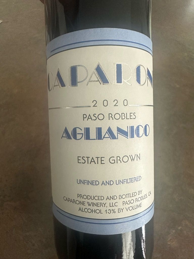 2020 Caparone Aglianico Paso Robles, USA, California, Central Coast ...