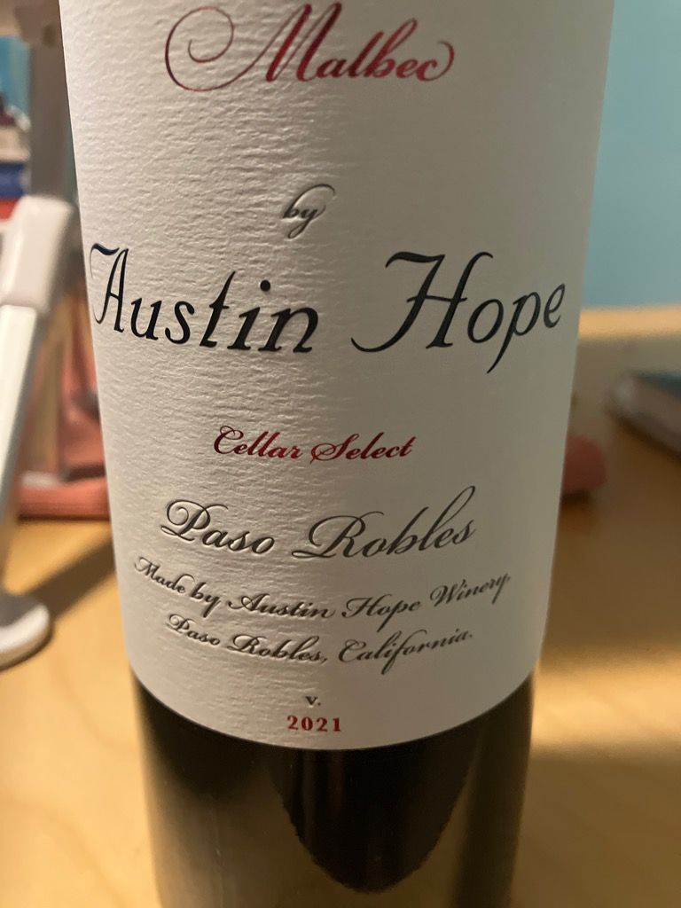 2021 Austin Hope Malbec Cellar Select, USA, California, Central Coast