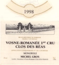 1998 Domaine Michel Gros Vosne-Romanée 1er Cru Clos des Réas