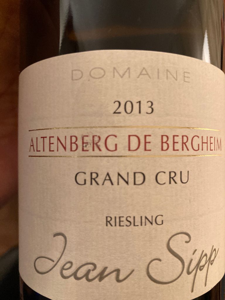 2014 Jean Sipp Riesling Altenberg de Bergheim, France, Alsace, Alsace ...