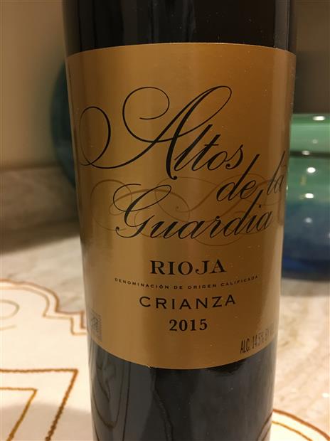 2015 Altos De La Guardia Rioja Crianza Spain La Rioja Rioja 