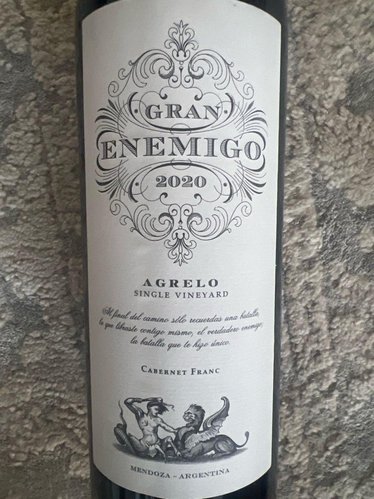 Gran Enemigo Agrelo 2020 赤ワイン 2020 El Enemigo Cabernet Franc Gran Enemigo Agrelo - CellarTracker