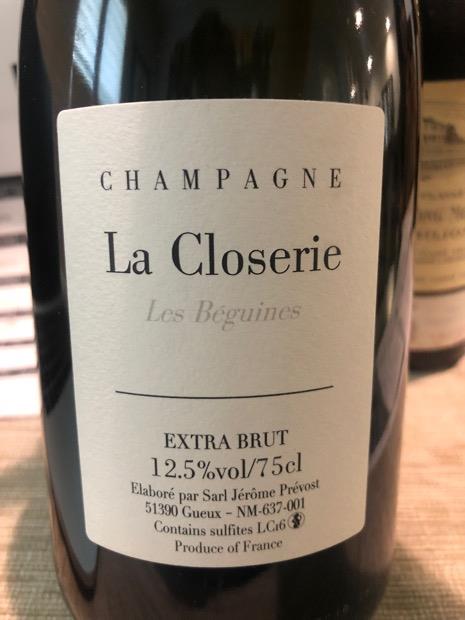 2016 Jérôme Prévost Champagne La Closerie Extra Brut Les Beguines ...