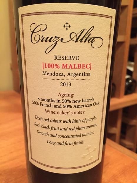 2013 Cruz Alta Malbec Reserve, Argentina, Mendoza - CellarTracker