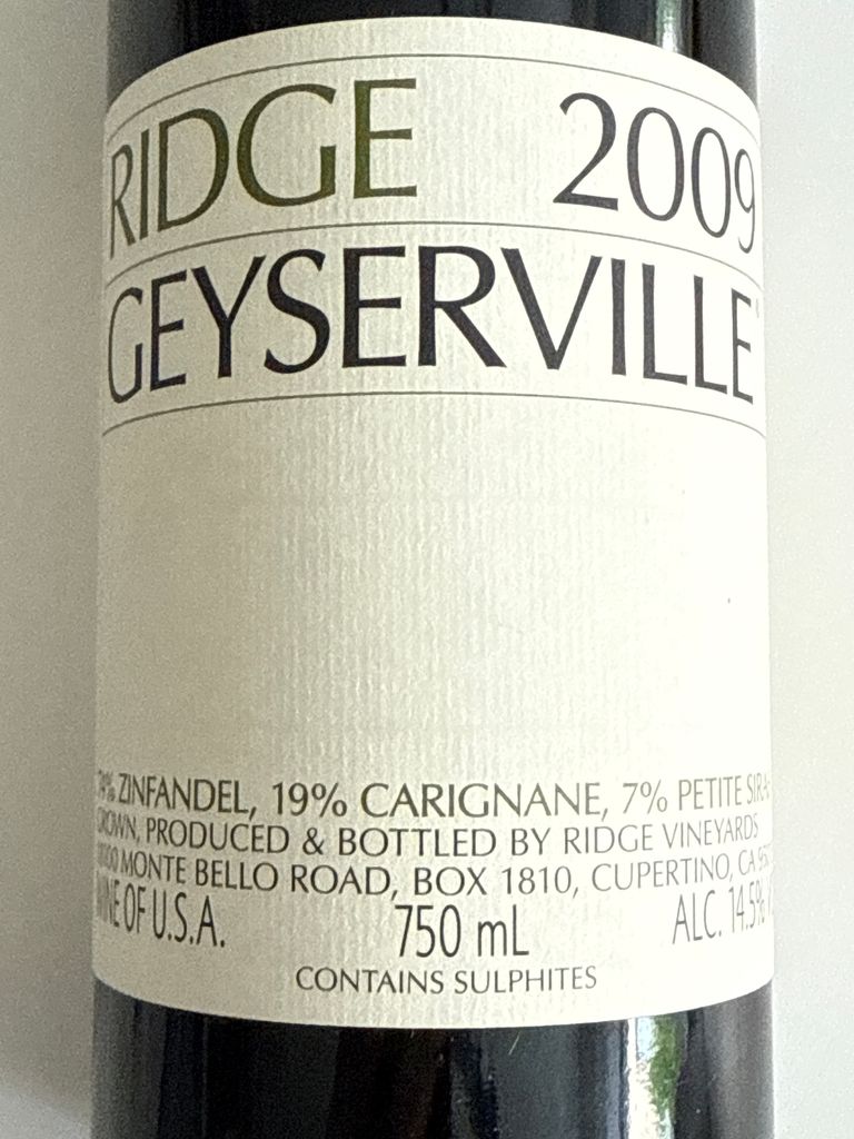 2009 Ridge Geyserville - CellarTracker