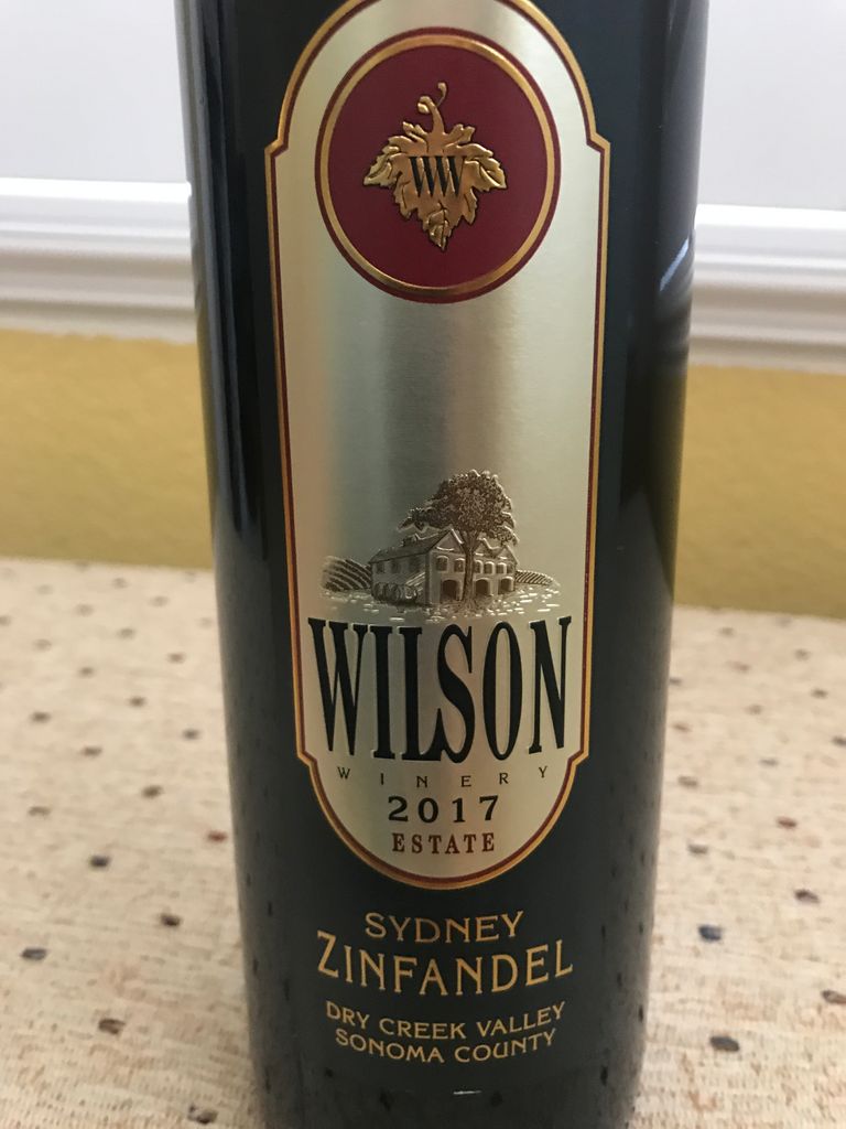 2017 Wilson Winery Zinfandel Estate Sydney Vineyard Usa California