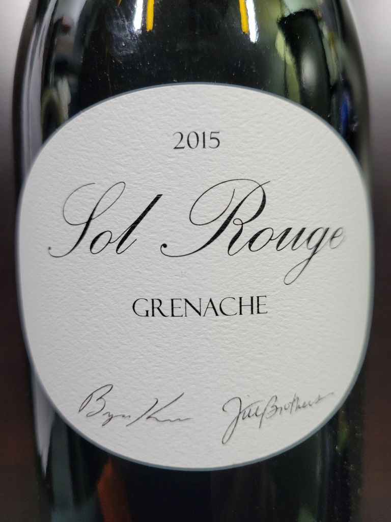 2015 Sol Rouge Grenache, USA, California, North Coast, Red Hills Lake ...