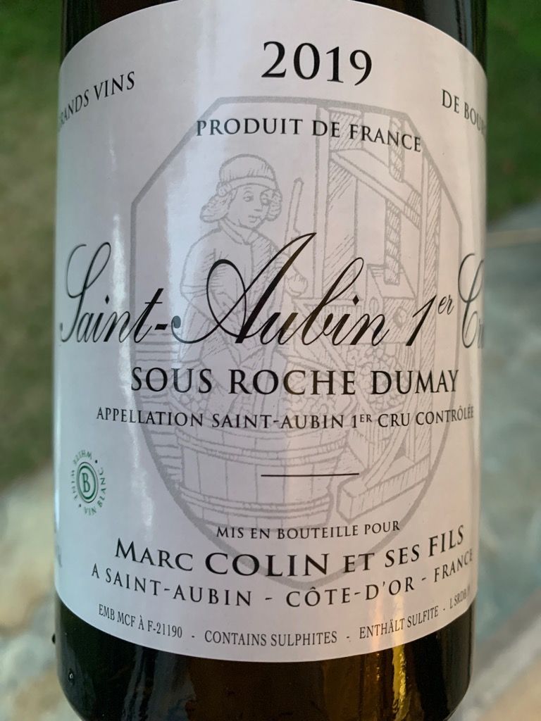 2020 Marc Colin Et Fils Saint Aubin 1er Cru Sous Roche Dumay Blanc