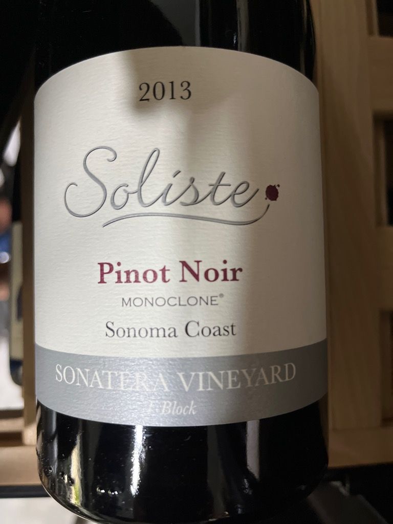 2013 Soliste Cellars Pinot Noir Sonatera Vineyard CellarTracker