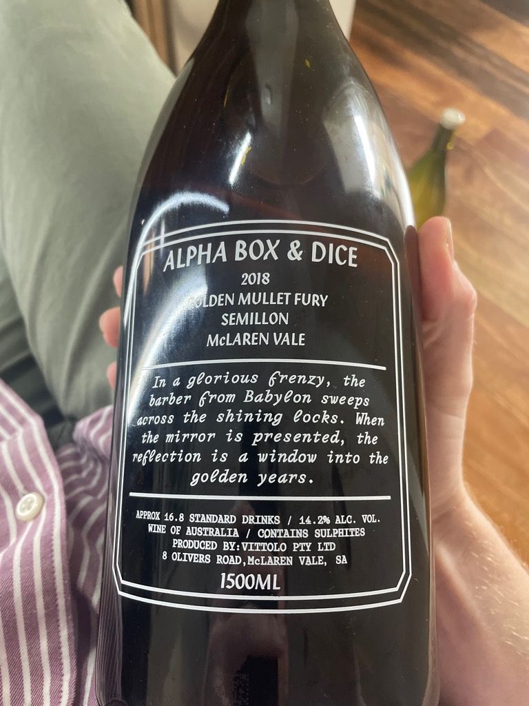 2019 Alpha Box & Dice Sémillon Golden Mullet Fury, Australia, South