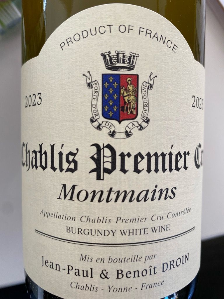 2023 Jean-Paul & Benoit Droin Chablis 1er Cru Montmains