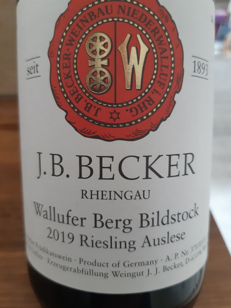 2021 J.B. Becker Wallufer Berg Bildstock Riesling Auslese, Germany ...