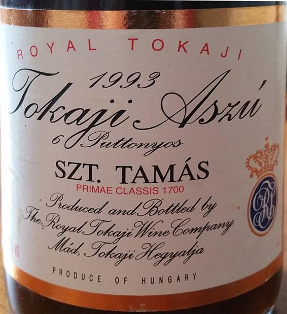 1993 Royal Tokaji Wine Co. Tokaji Aszú 6 Puttonyos Szt. Tamás