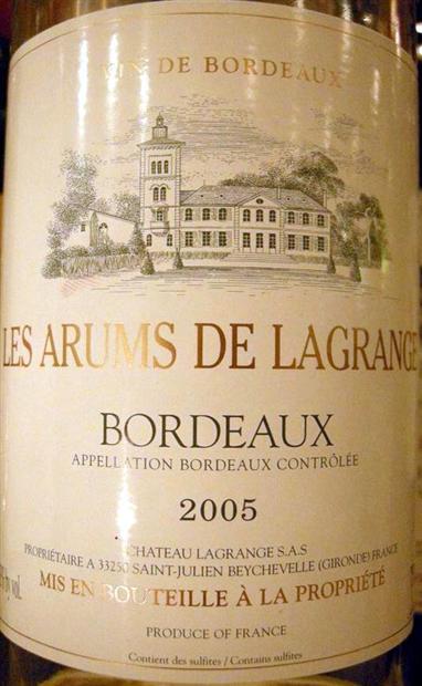 2005 Château Lagrange (St. Julien) Les Arums de Lagrange