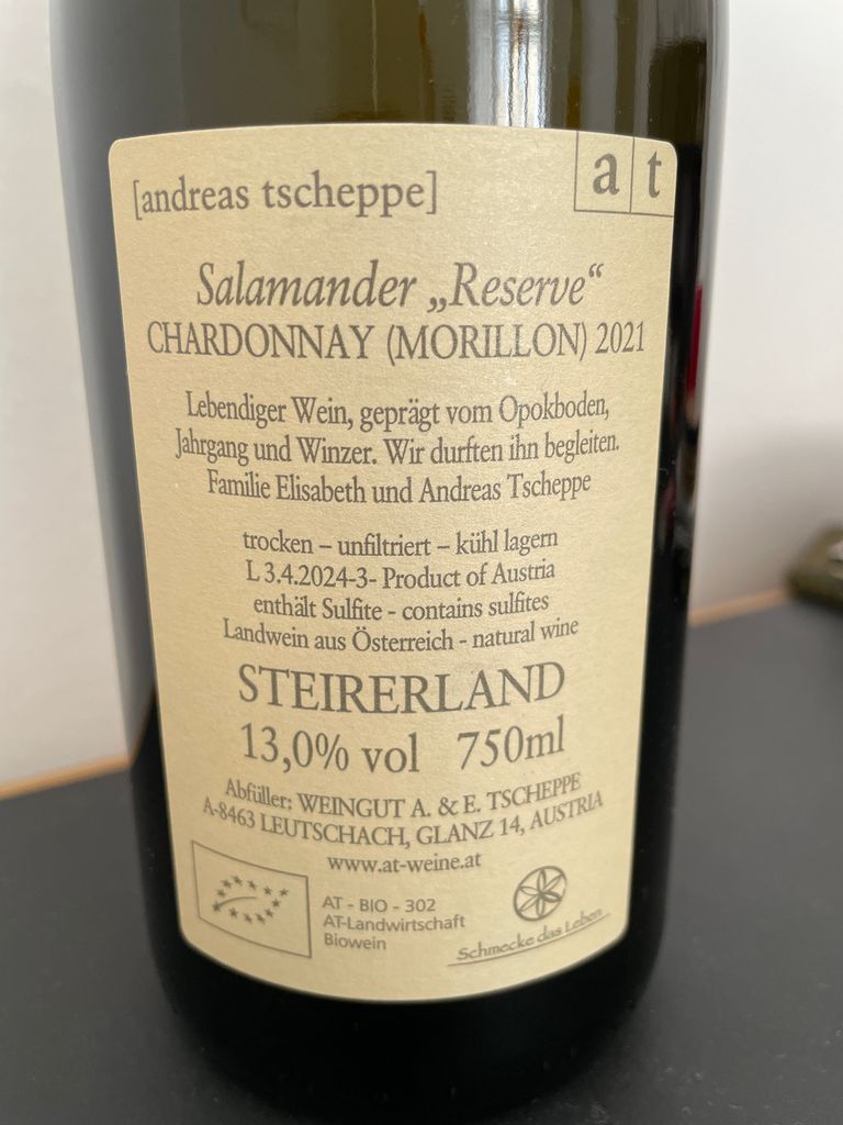 2021 Andreas Tscheppe Chardonnay Salamander 