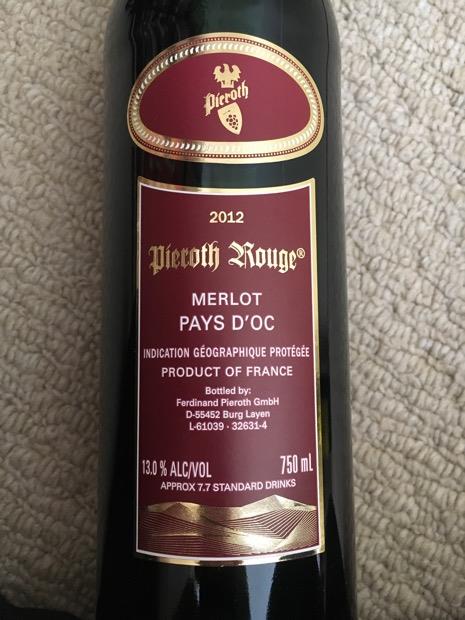 2012 Ferdinand Pieroth Merlot Vin de Pays d'Oc - CellarTracker