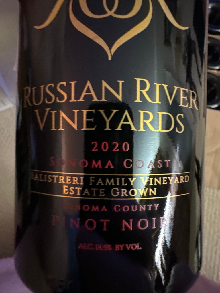2019 Russian River Vineyards Pinot Noir Balistreri, USA, California ...