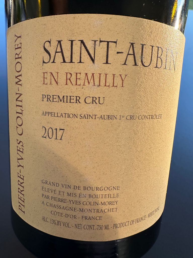 激レア　Saint-Aubin Premier Cru プリュミエクリュ 2017 Pierre-Yves Colin-Morey Saint-Aubin 1er Cru En Remilly Blanc