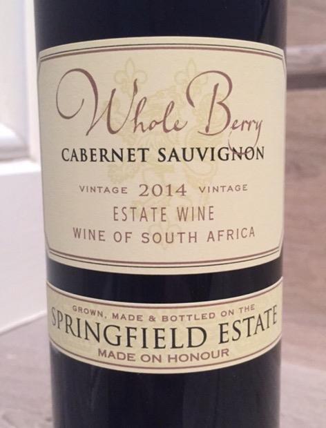 2014 Springfield Estate Cabernet Sauvignon Whole Berry, South Africa ...