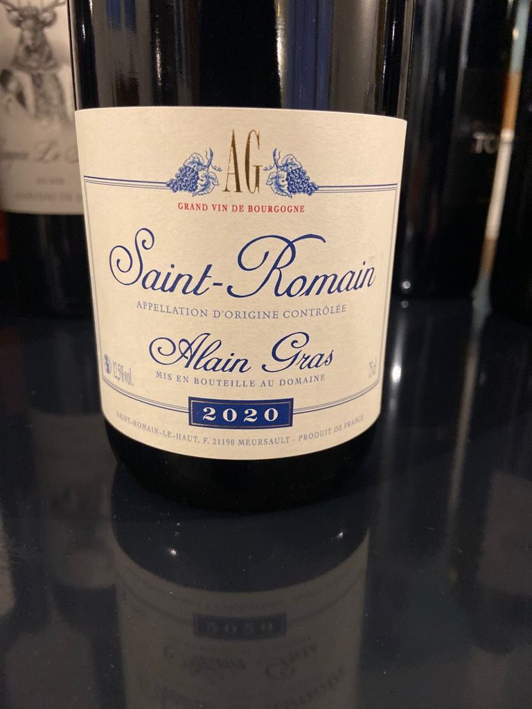 2020 Alain Gras SaintRomain, France, Burgundy, Côte de Beaune, SaintRomain CellarTracker