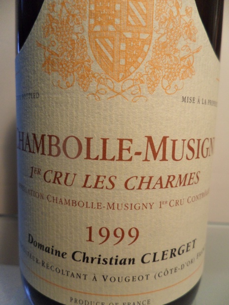 ワイン Christian Clerget CM1er Les Charmes 1999 1999 Domaine Christian Clerget Chambolle-Musigny 1er Cru Les