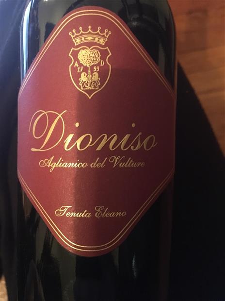 2009 Tenuta Eleano Aglianico del Vulture Dionisio, Italy, Basilicata ...