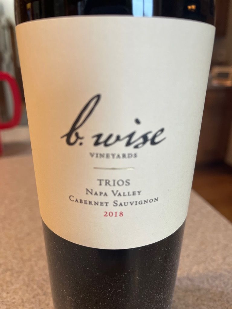 2018 B. Wise Vineyards Cabernet Sauvignon Trios Napa Valley, USA ...