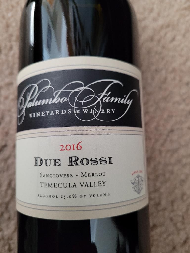 2016 Palumbo Family Due Rossi, USA, California, South Coast, Temecula ...
