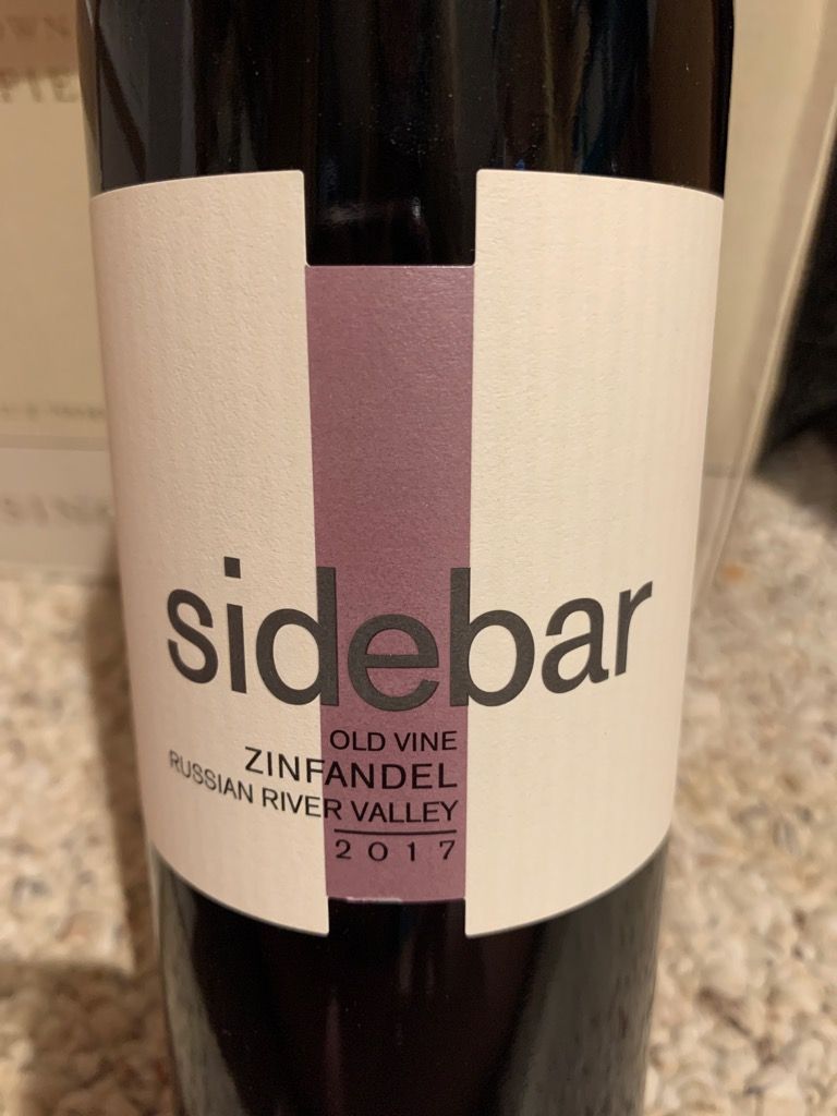 2018 Sidebar Cellars Zinfandel Old Vines, USA, California, Sonoma