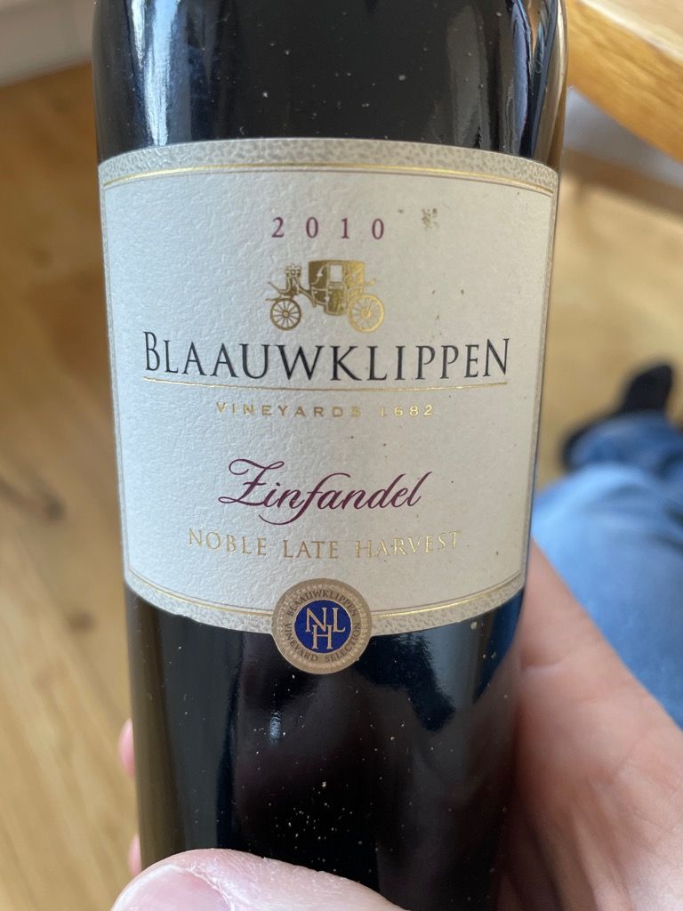 2010 Blaauwklippen Zinfandel Noble Late Harvest, South Africa, Coastal