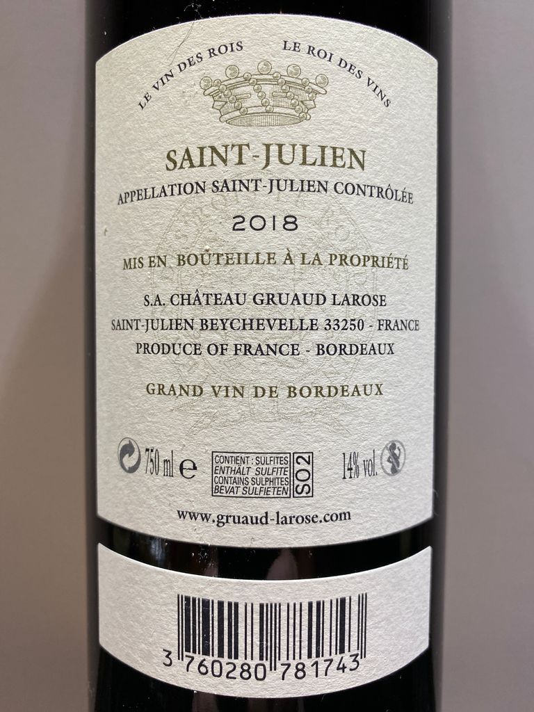 2018 Château Gruaud Larose Sarget de Gruaud Larose - CellarTracker