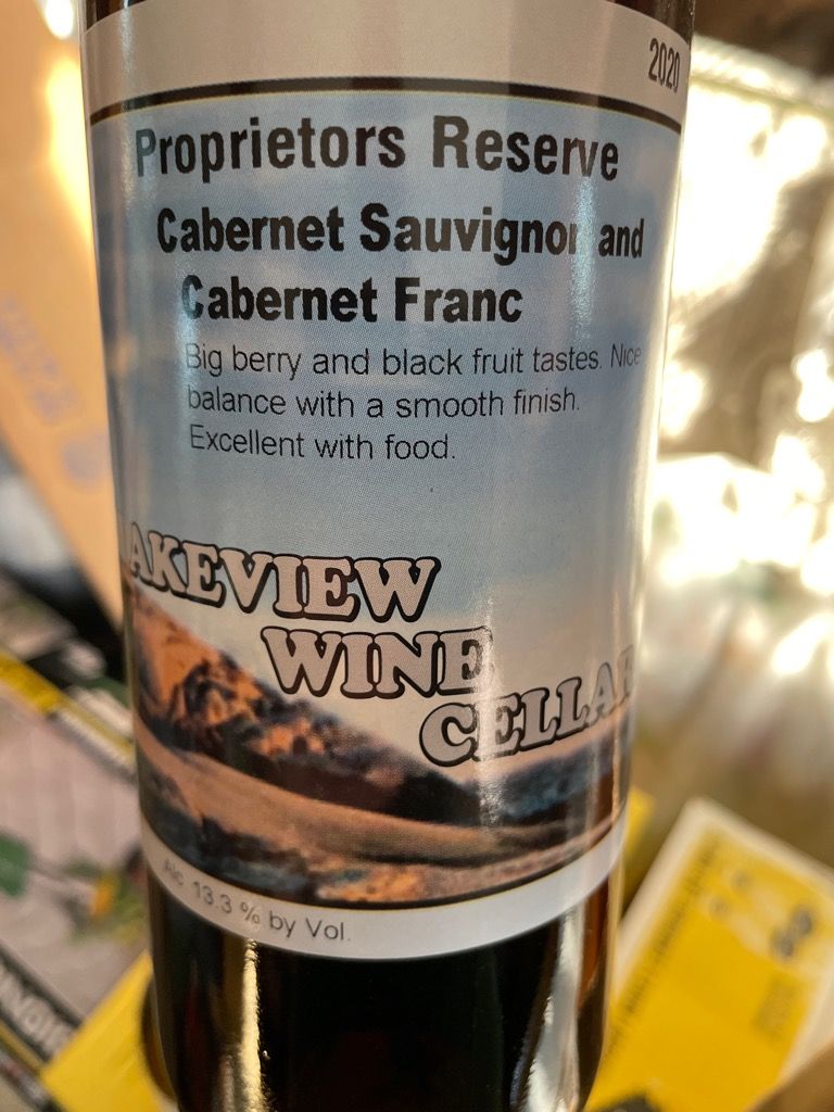 2020 Lakeview Wine Cellars Proprietors Reserve (Cab Sauv & Cab Franc) Lakeview Wine Cellars, USA