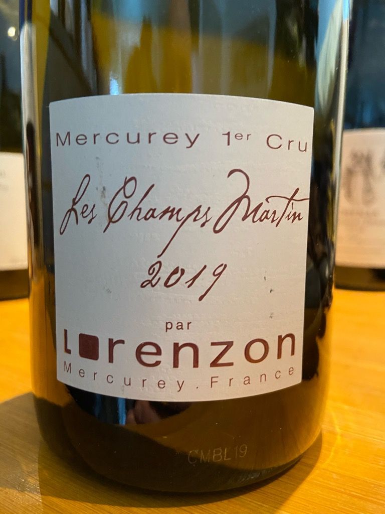 2019 Bruno Lorenzon Mercurey 1er Cru Champs Martin Blanc