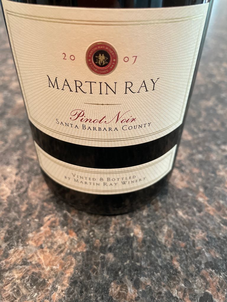 Martin ray winery Santa Barbara county Pinot Noir glass 750ml (729722001910)