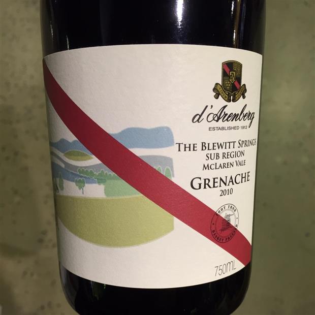 2010 d'Arenberg Grenache Blewitt Springs, Australia, South Australia ...