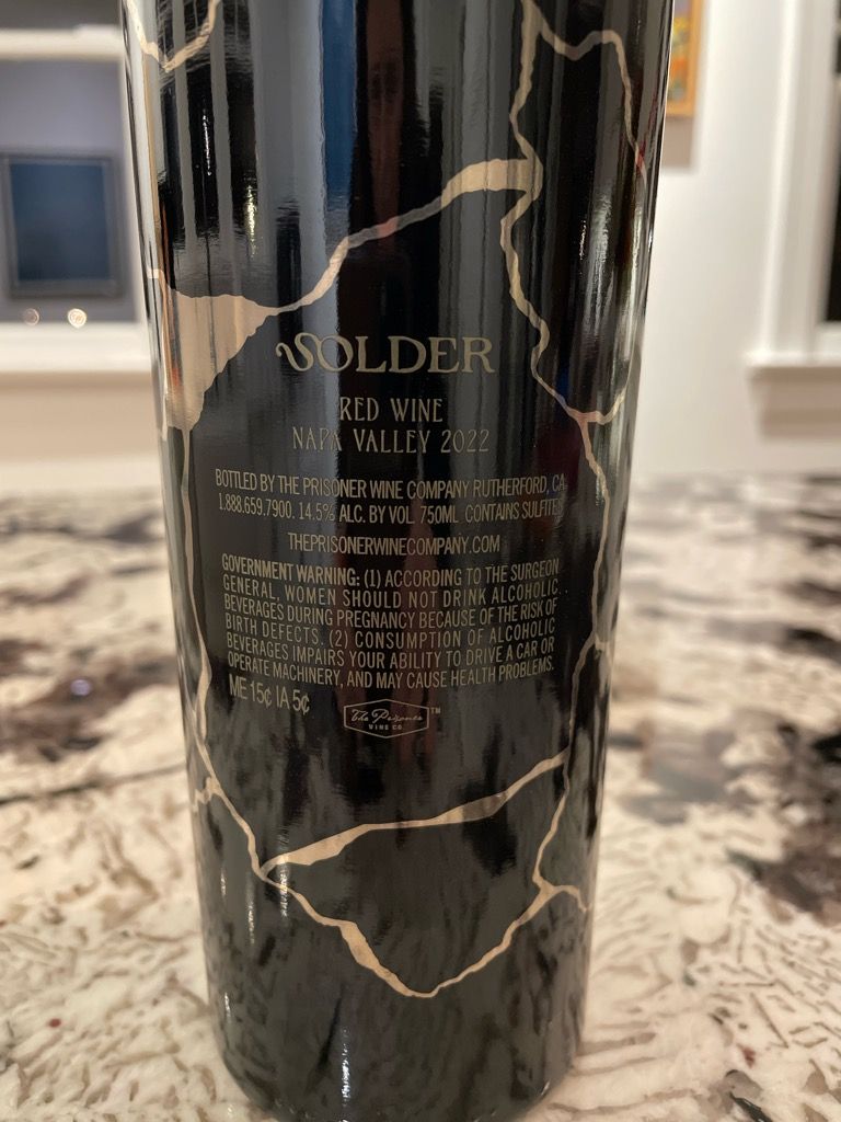2023 Prisoner Wine Company Solder - CellarTracker