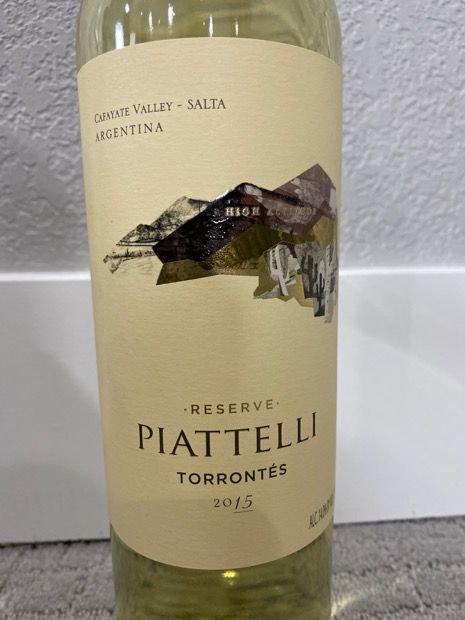 2015 Piattelli Vineyards Torrontés Reserve, Argentina, Valles ...