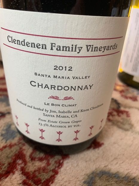 2012 Clendenen Family Vineyards Chardonnay Le Bon Climat Estate, USA ...