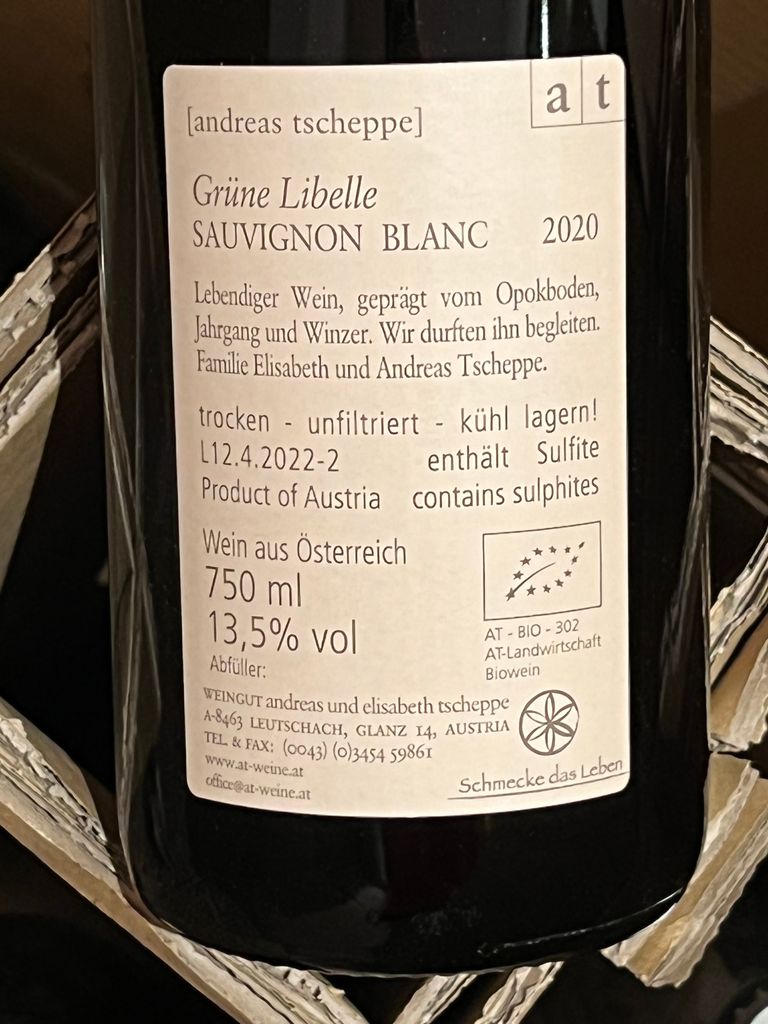 2020 Andreas Tscheppe Sauvignon Blanc Grüne Libelle - CellarTracker