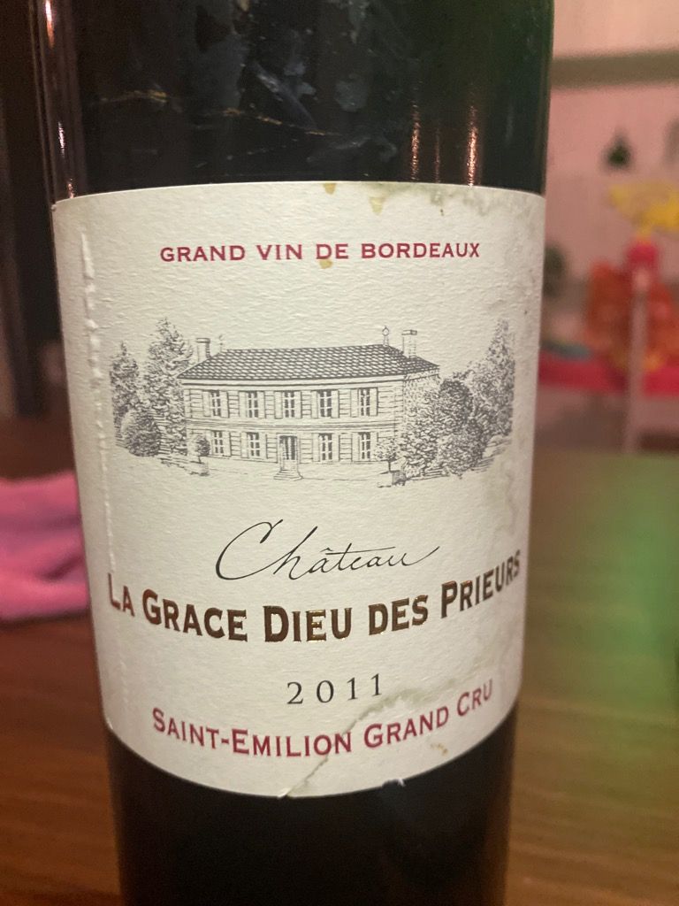 2011 Château La Grace Dieu des Prieurs, France, Bordeaux, Libournais, St. Émilion Grand Cru
