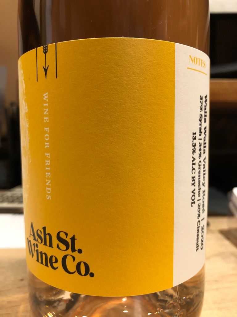 2020 Ash Street Rosé, USA, Oregon, Columbia Valley, Walla Walla Valley