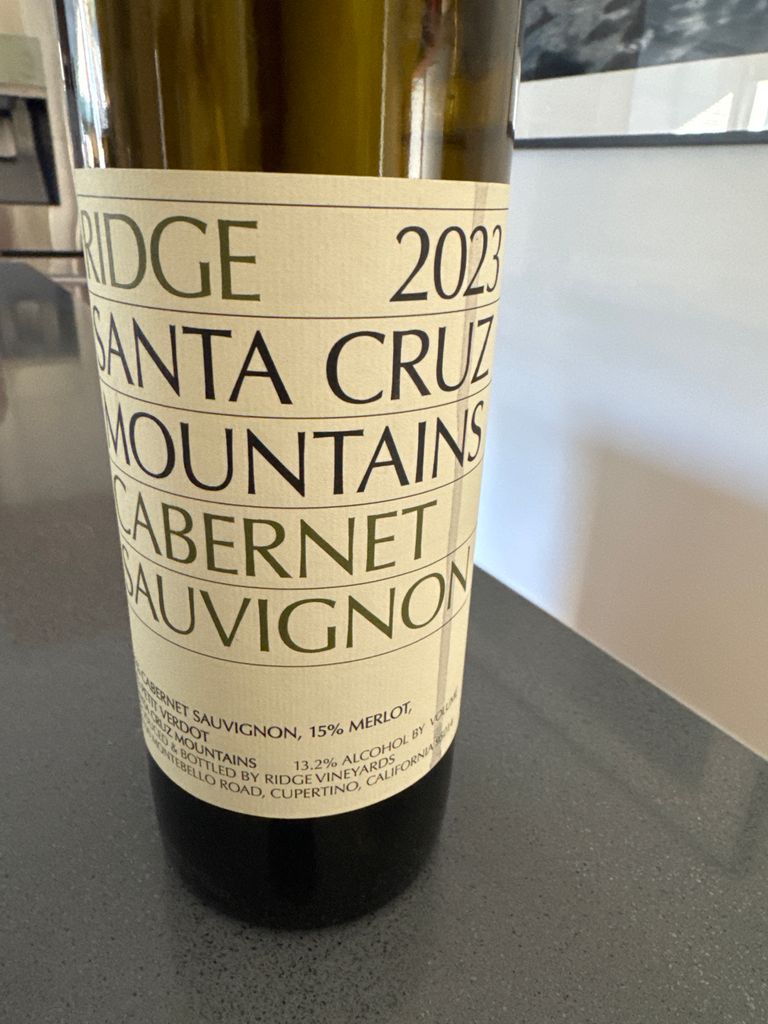 2023 Ridge Cabernet Sauvignon Santa Cruz Mountains - CellarTracker