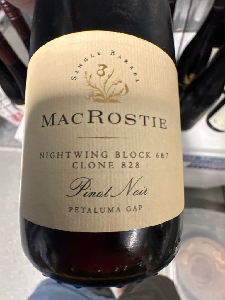 2022 MacRostie Pinot Noir Clone 828 Single Barrel Nightwing