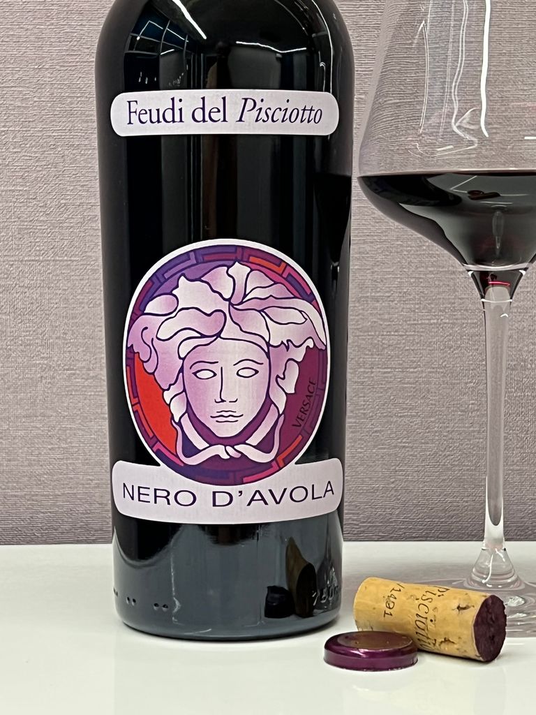 イタリア製 フラスコ型花瓶 赤黒装飾 イタリア製 il Verocchio